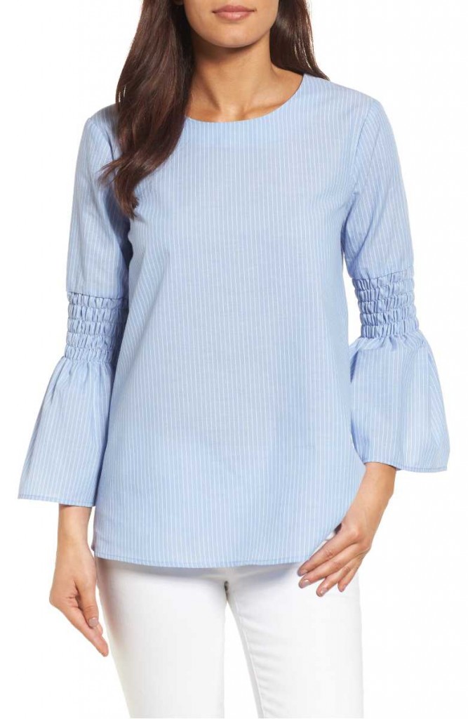 bow back bell sleeve blouse